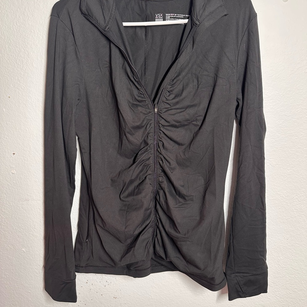 Victoria's Secret Black Ruched Button Down Shirt